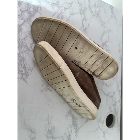 Vince. Shoes Canyon Womens US 8.5 EU 39.5 Steel Bone Suede Slip On Sneakers Gray - Picture 5 of 7